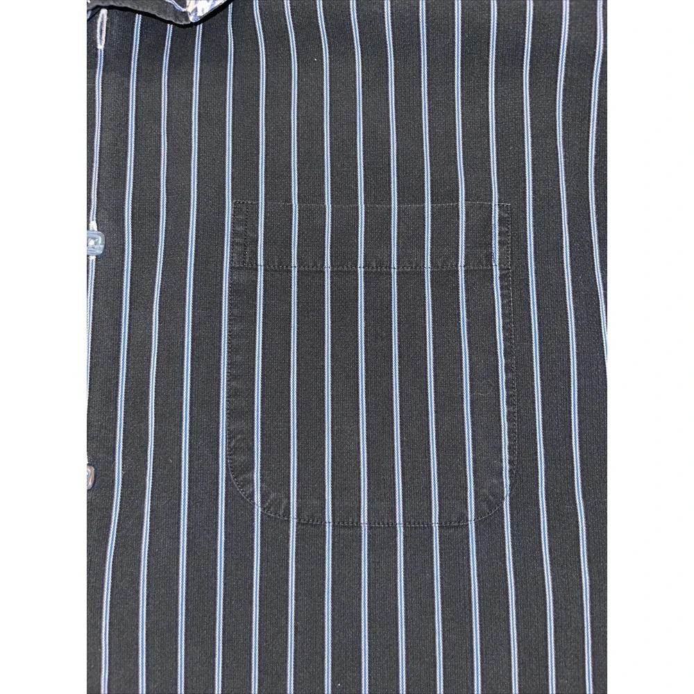 Luchiano Visconti Men's XL Blue Striped French Cuff Dress Shirt Cotton